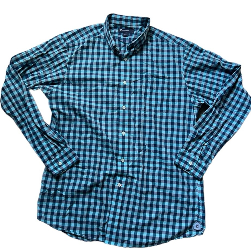 Men’s Cremieux Classics Blue Checkered Button Down Shirt Size Large